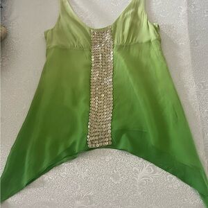 Flying Tomato Green Ombre Camisole with Gold Sequins